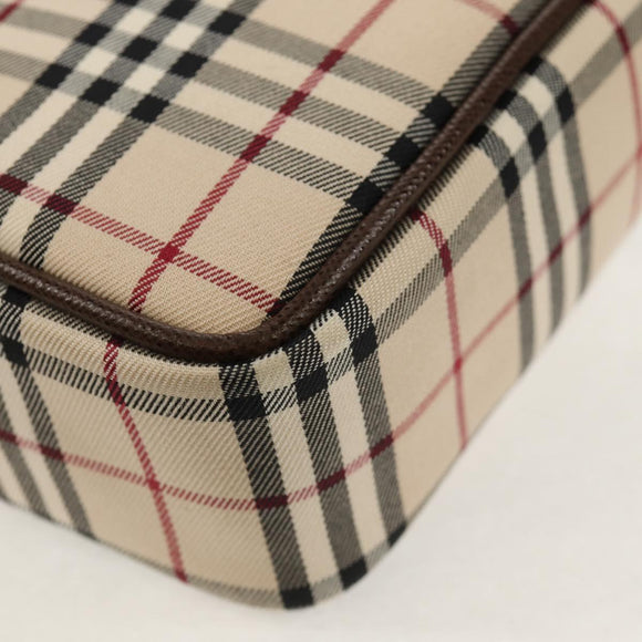 BURBERRY Nova Check Shoulder Bag Canvas Beige Silver Auth am9514V