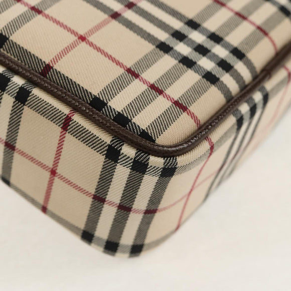 BURBERRY Nova Check Shoulder Bag Canvas Beige Silver Auth am9514V