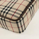 BURBERRY Nova Check Shoulder Bag Canvas Beige Silver Auth am9514V-18