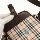 BURBERRY Nova Check Shoulder Bag Canvas Beige Silver Auth am9514V-21