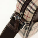 BURBERRY Nova Check Shoulder Bag Canvas Beige Silver Auth am9514V-9