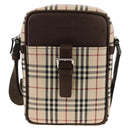 BURBERRY Nova Check Shoulder Bag Canvas Beige Silver Auth am9514V-13