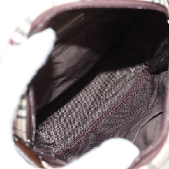 BURBERRY Nova Check Shoulder Bag Canvas Beige Silver Auth am9514V