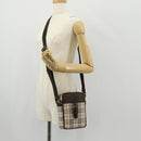 BURBERRY Nova Check Shoulder Bag Canvas Beige Silver Auth am9514V-27