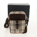 BURBERRY Nova Check Shoulder Bag Canvas Beige Silver Auth am9514V-12