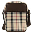 BURBERRY Nova Check Shoulder Bag Canvas Beige Silver Auth am9514V-2