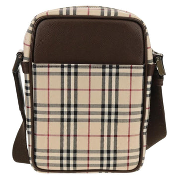 BURBERRY Nova Check Shoulder Bag Canvas Beige Silver Auth am9514V - 0