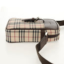 BURBERRY Nova Check Shoulder Bag Canvas Beige Silver Auth am9514V-4