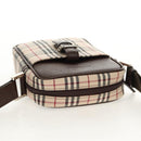 BURBERRY Nova Check Shoulder Bag Canvas Beige Silver Auth am9514V-6