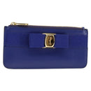 Salvatore Ferragamo Card Case Coin Purse Leather Blue Auth am9516V-1