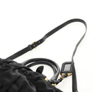 PRADA Gathered Hand Bag Nylon 2way Black Gold Auth am9517V-12