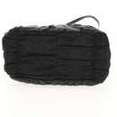 PRADA Gathered Hand Bag Nylon 2way Black Gold Auth am9517V-13