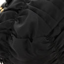 PRADA Gathered Hand Bag Nylon 2way Black Gold Auth am9517V-16
