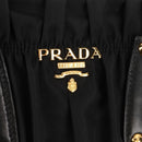 PRADA Gathered Hand Bag Nylon 2way Black Gold Auth am9517V-20