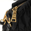 PRADA Gathered Hand Bag Nylon 2way Black Gold Auth am9517V-21