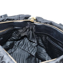 PRADA Gathered Hand Bag Nylon 2way Black Gold Auth am9517V-24
