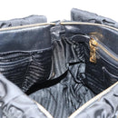 PRADA Gathered Hand Bag Nylon 2way Black Gold Auth am9517V-25