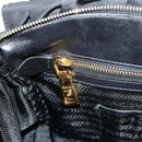 PRADA Gathered Hand Bag Nylon 2way Black Gold Auth am9517V-26