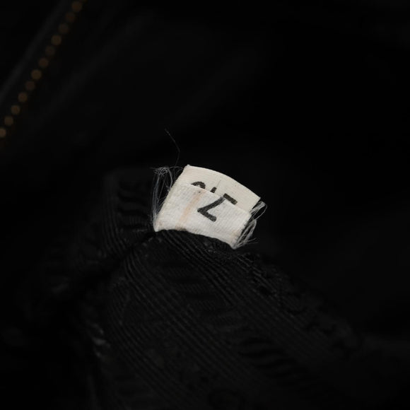 PRADA Gathered Hand Bag Nylon 2way Black Gold Auth am9517V