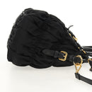 PRADA Gathered Hand Bag Nylon 2way Black Gold Auth am9517V-5