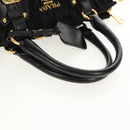 PRADA Gathered Hand Bag Nylon 2way Black Gold Auth am9517V-7