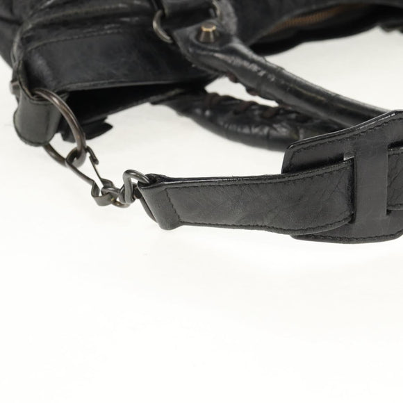 BALENCIAGA The First Hand Bag Leather 2way Black 103208 Auth am9518V
