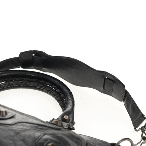 BALENCIAGA The First Hand Bag Leather 2way Black 103208 Auth am9518V