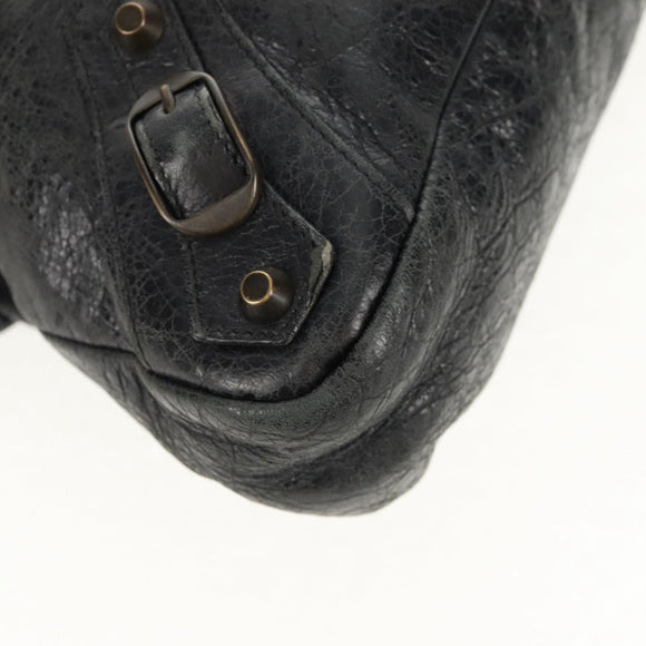 BALENCIAGA The First Hand Bag Leather 2way Black 103208 Auth am9518V