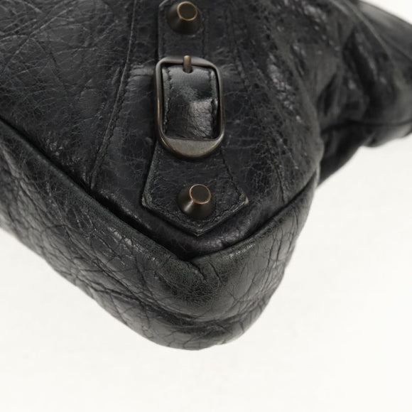 BALENCIAGA The First Hand Bag Leather 2way Black 103208 Auth am9518V