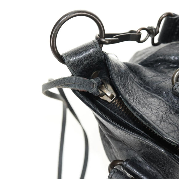 BALENCIAGA The First Hand Bag Leather 2way Black 103208 Auth am9518V