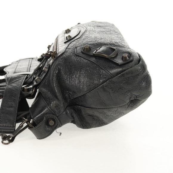 BALENCIAGA The First Hand Bag Leather 2way Black 103208 Auth am9518V