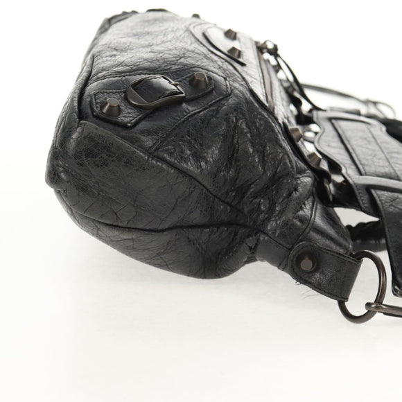 BALENCIAGA The First Hand Bag Leather 2way Black 103208 Auth am9518V