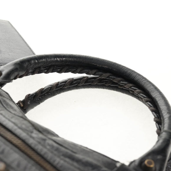 BALENCIAGA The First Hand Bag Leather 2way Black 103208 Auth am9518V