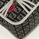 FENDI Zucchino Canvas Shoulder Bag Black Gold Auth am9520V-15