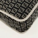 FENDI Zucchino Canvas Shoulder Bag Black Gold Auth am9520V-17