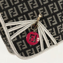 FENDI Zucchino Canvas Shoulder Bag Black Gold Auth am9520V-19