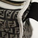 FENDI Zucchino Canvas Shoulder Bag Black Gold Auth am9520V-10