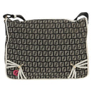 FENDI Zucchino Canvas Shoulder Bag Black Gold Auth am9520V-13