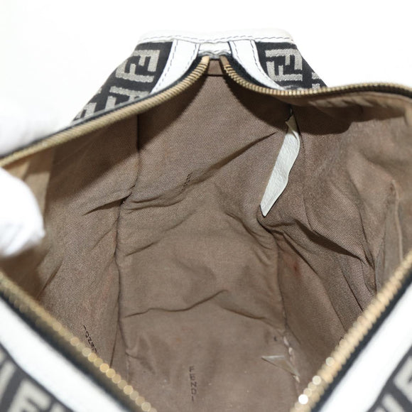 FENDI Zucchino Canvas Shoulder Bag Black Gold Auth am9520V