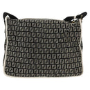 FENDI Zucchino Canvas Shoulder Bag Black Gold Auth am9520V-2