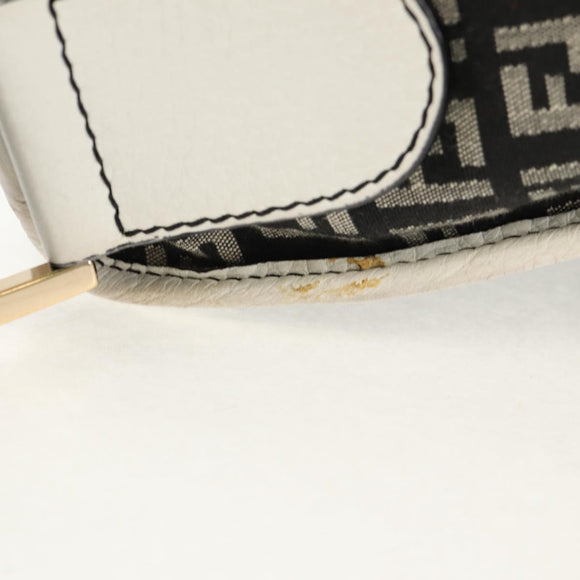 FENDI Zucchino Canvas Shoulder Bag Black Gold Auth am9520V