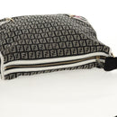 FENDI Zucchino Canvas Shoulder Bag Black Gold Auth am9520V-7