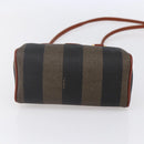 FENDI Pecan Canvas Mini Boston Bag PVC 2way Black Brown gold Auth am9531V-5