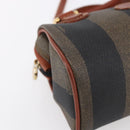FENDI Pecan Canvas Mini Boston Bag PVC 2way Black Brown gold Auth am9531V-16
