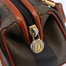 FENDI Pecan Canvas Mini Boston Bag PVC 2way Black Brown gold Auth am9531V-18