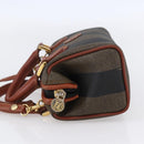 FENDI Pecan Canvas Mini Boston Bag PVC 2way Black Brown gold Auth am9531V-3