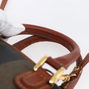 FENDI Pecan Canvas Mini Boston Bag PVC 2way Black Brown gold Auth am9531V-8