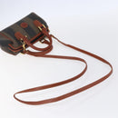 FENDI Pecan Canvas Mini Boston Bag PVC 2way Black Brown gold Auth am9531V-9