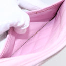 CHANEL Matelasse Cambon Line Long Wallet Leather Pink Silver CC Auth am9532-23