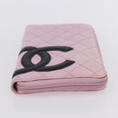 CHANEL Matelasse Cambon Line Long Wallet Leather Pink Silver CC Auth am9532-6
